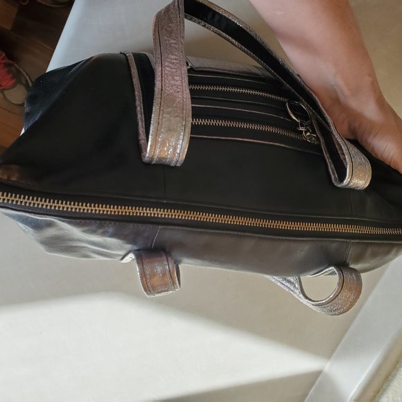 Like New Vintage Rare Coach Poppy Black Leather Tote Bag Purse - Picture 10 of 13